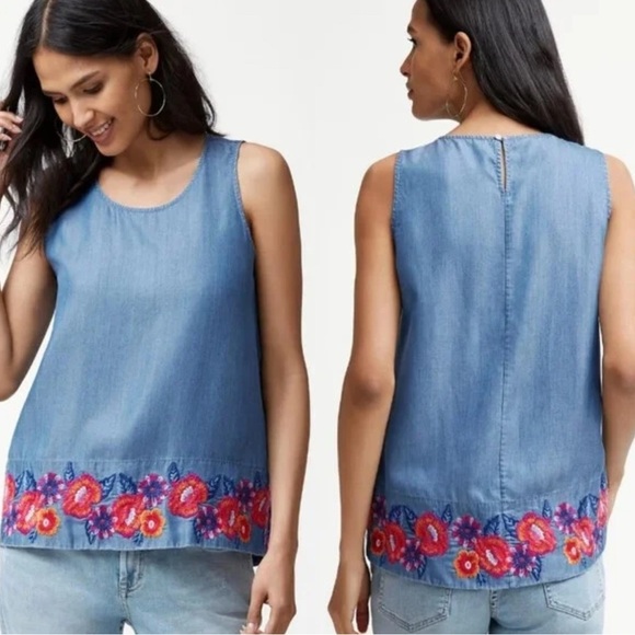 TOMMY BAHAMA Embroidered Top - Picture 1 of 6